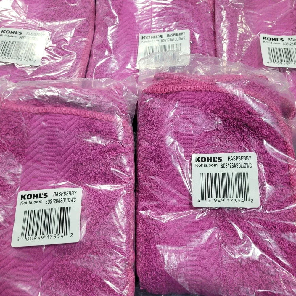 5 Pack Kohls Raspberry Bath Hand Towels Terry Cloth Textured New 13